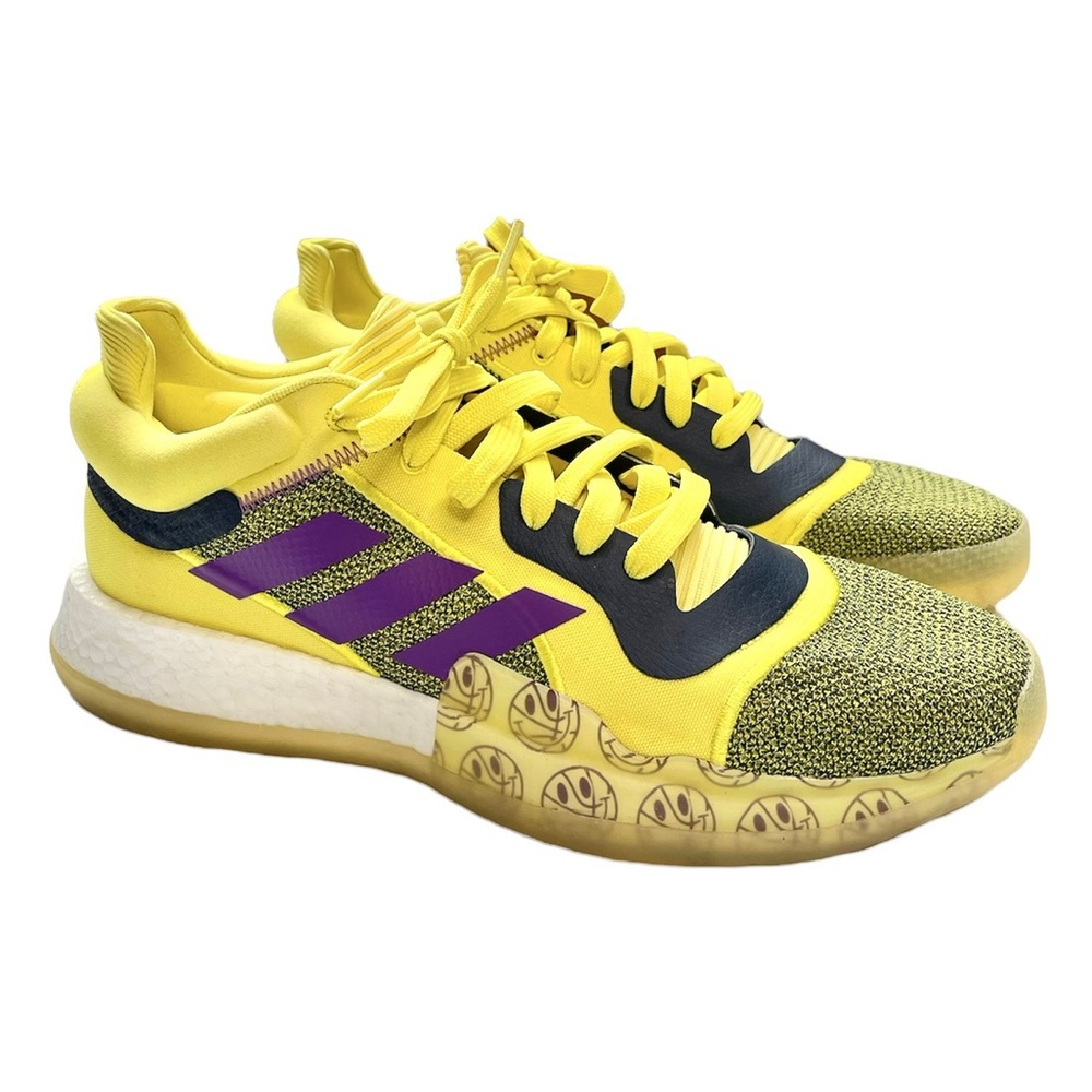 Men’s ADIDAS ‘Marquee Boost’ Low Top Yellow / Purple Basketball Sneakers Size 12